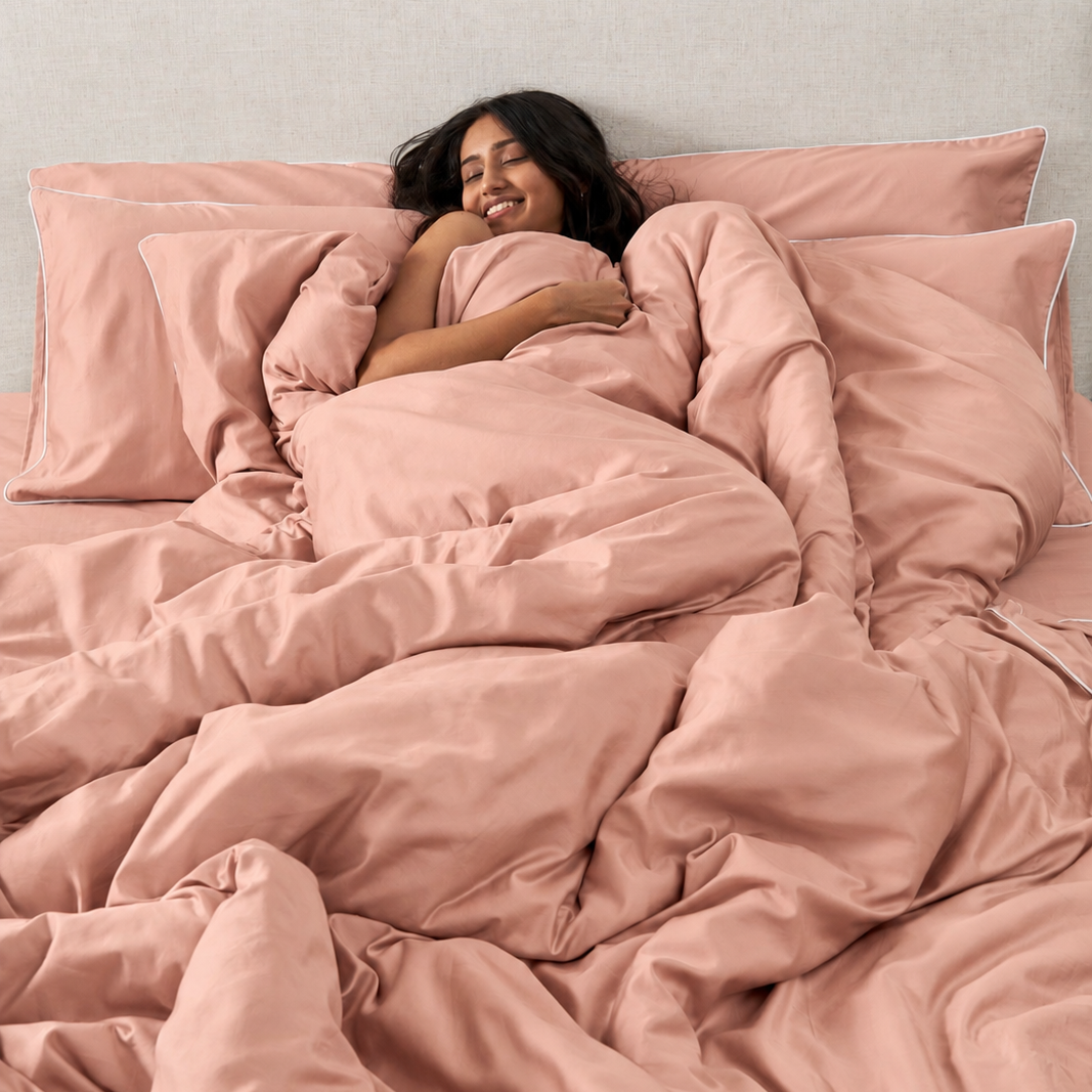 Piping Luxe Sheet Set | 600 Thread Count in Blush