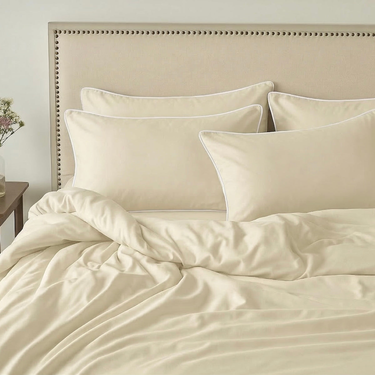 Piping Luxe Sheet Set | 600 Thread Count in Ivory