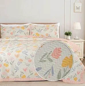 Pastel Meadow Quilted Bed Cover in Pastel Meadow
